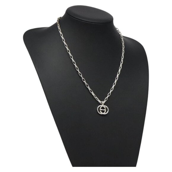 GUCCI Interlocking Necklace Ag925 Silver Auth yk18400 - Picture 1 of 10